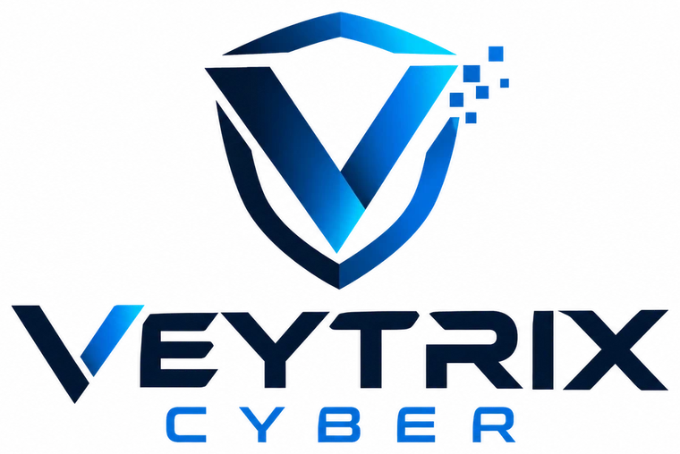 Veytrix Cyber logo: a shield with a stylised V